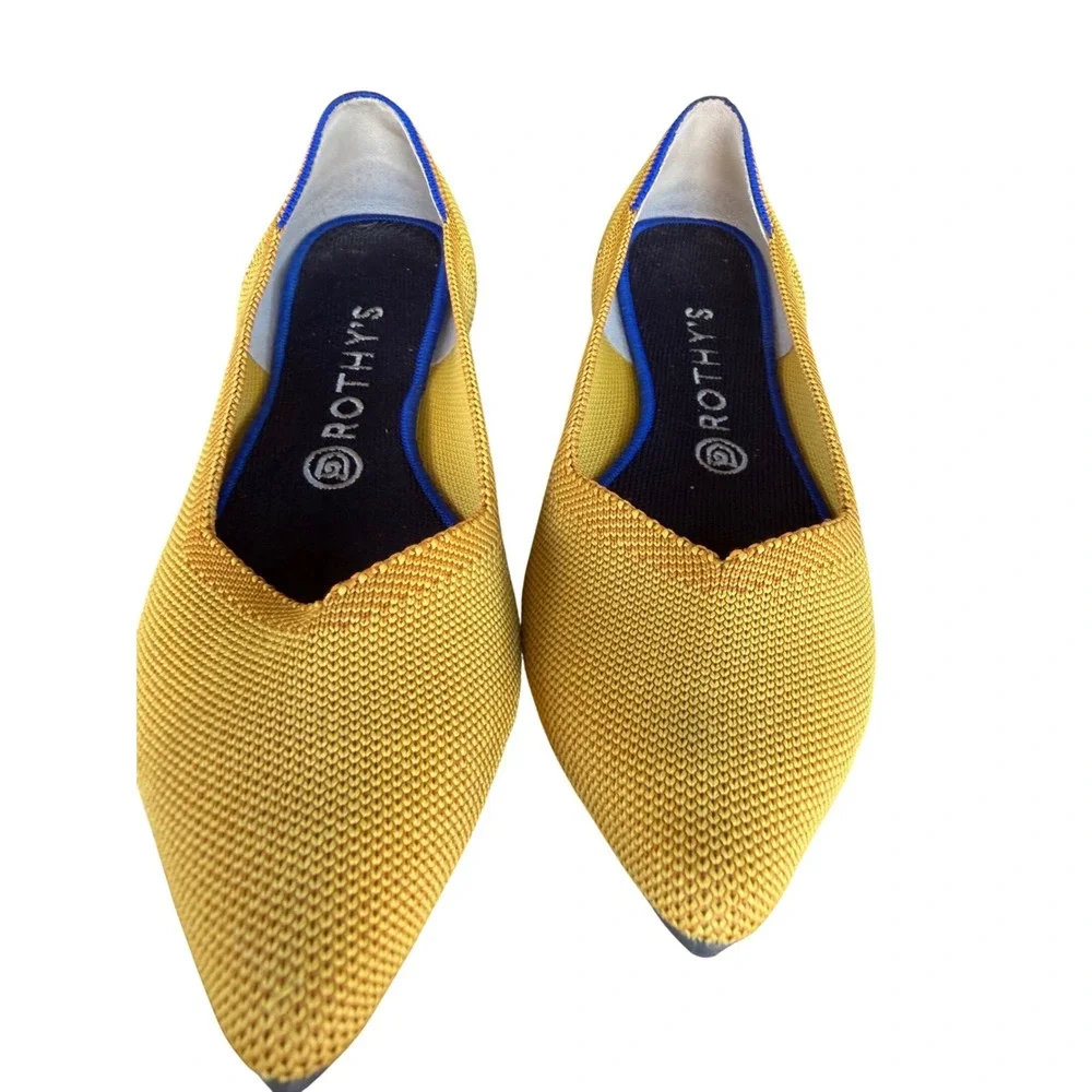 Rothys The Point Flats Marigold Yellow Pointed Toe Washable Shoes Womens 9 - Picture 4 of 10